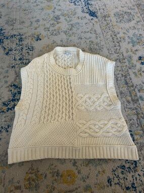 Madewell Cable-Knit Ivory Sleeveless Sweater Vest